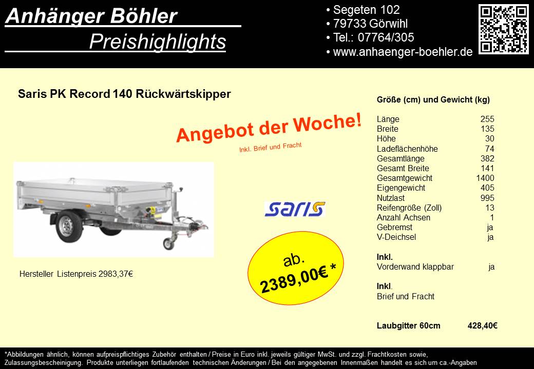 Saris 15 PK Record 140